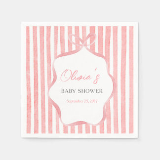 Pink Coquette Whimsical Ribbon Bow Baby Shower Napkins
