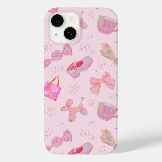 Pink Coquette Y2K Kitsch Ribbon Shoe Pattern Case-Mate iPhone Case (Back)