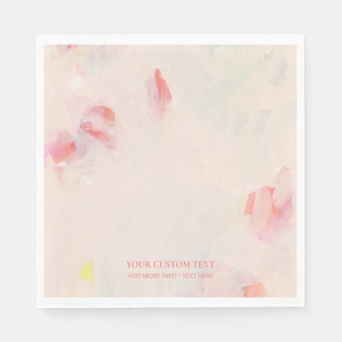 Pink  Coral Abstract Art Painting Custom Text   Napkins