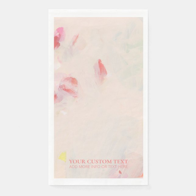 Pink & Coral Abstract Art Painting Custom Text   Paper Guest Towels (Front)