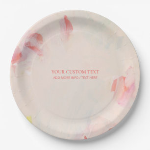 Pink & Coral Abstract Art Painting Custom Text Paper Plates