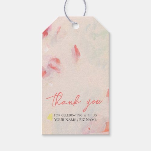 Pink  Coral Abstract Floral Art Gift Thank you Gift Tags