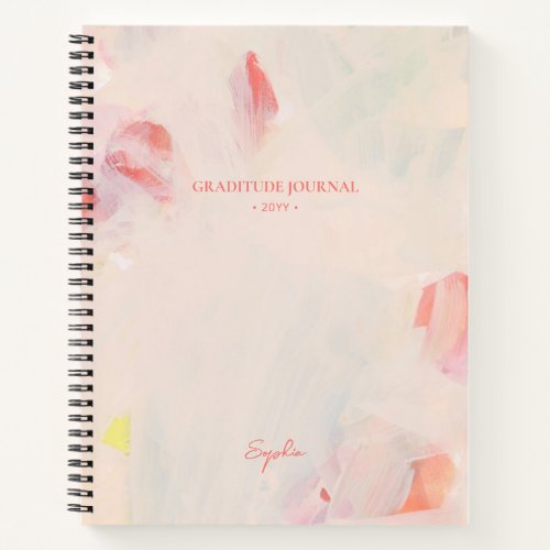 Pink  Coral Abstract Floral Art Gratitude Journal