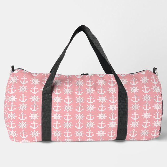 Pink Coral Anchor and Ship's  Duffle Bag (Front)