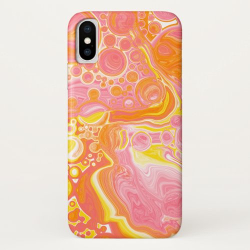 Pink coral and Orange Swirls Fluid Art iPhone XS Case
