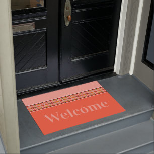 Pink Coral and Peach Welcome Doormat