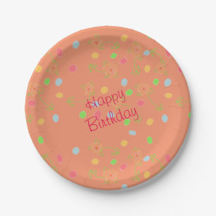 Pink Coral And Polka-Dot Birthday Decor Paper Plates