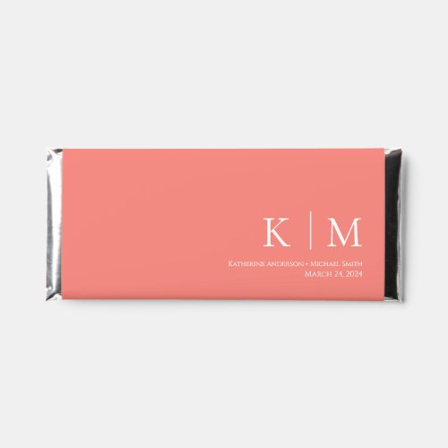 Pink Coral and White_Monogram_Wedding_ Hershey Bar Favors