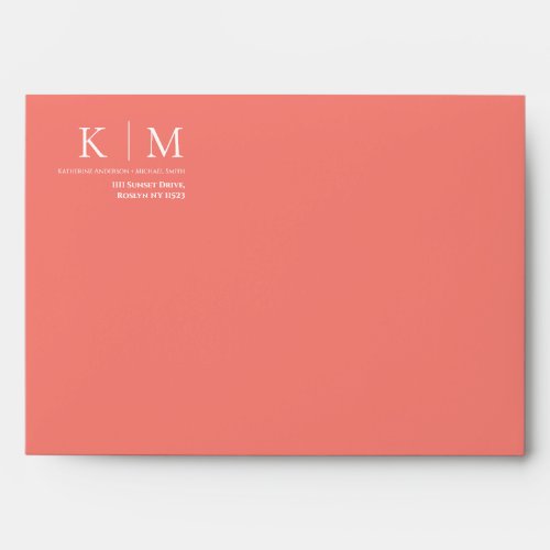 Pink Coral and White_Wedding_ Envelope