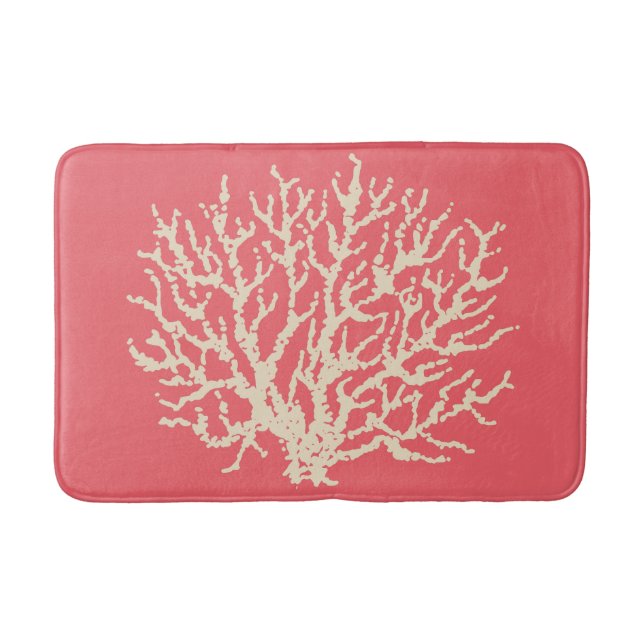 Pink Coral Bath Mat Rug Bathroom Decor (Front)