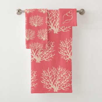 Pink Coral Bathroom Towel Set by suncookiez at Zazzle