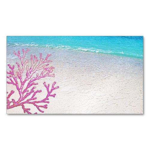 Pink Coral Beach House Rental Spa Boutique BB Business Card Magnet