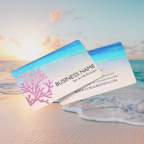 Pink Coral Beach Spa Resort Boutique BB Business Card