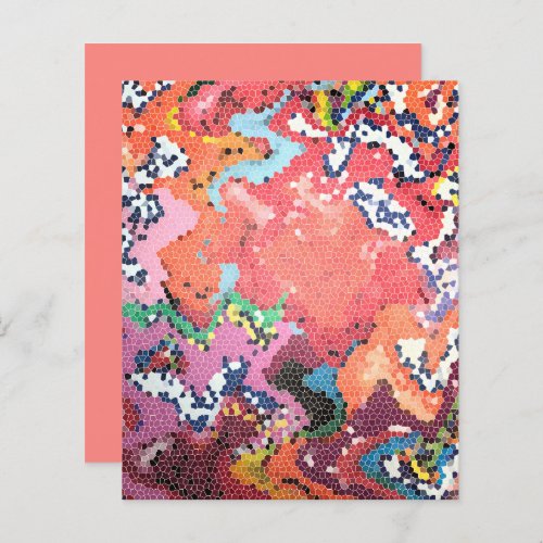 Pink Coral Blue Abstract Pixelated Scrapbook Paper