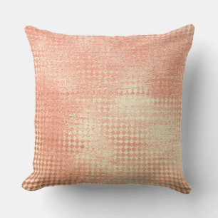 Pink Coral  Blush Gold  Glam Diamond Cut Metallic Throw Pillow
