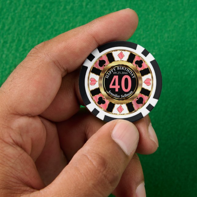 Pink Coral Casino Chip Las Vegas - Birthday (Hand)