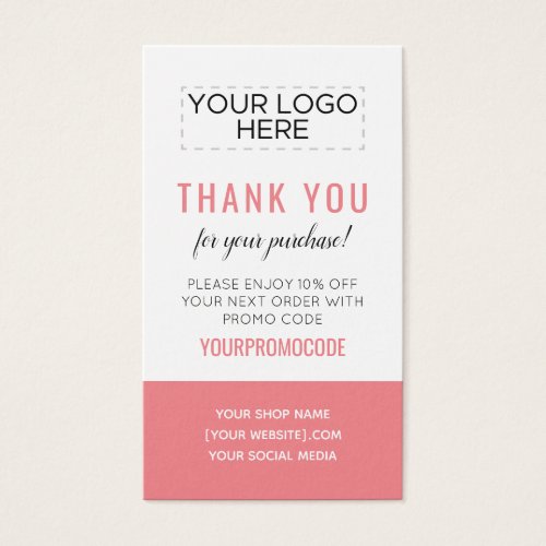 Pink Coral Custom Promo Code Discount Card