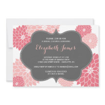 Pink Coral Dahlia Bridal Shower Invitation