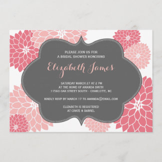 Pink Coral Dahlia Bridal Shower Invitation