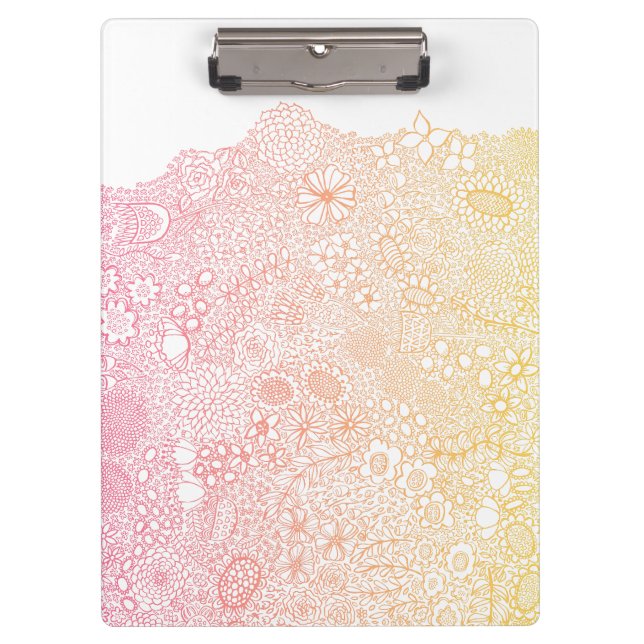 Pink Coral Elegant Artist Personalized Name Clipboard (Front)