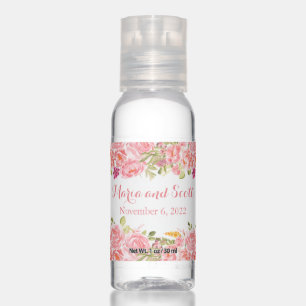 Pink Coral Floral Roses Wedding  Hand Sanitizer