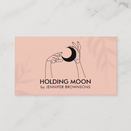Pink Coral Fortune Teller Touch Moon Crescent Hand Business Card