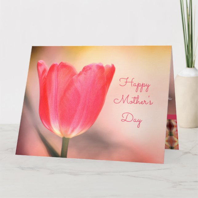 Pink Coral Garden Tulip Card (Front)