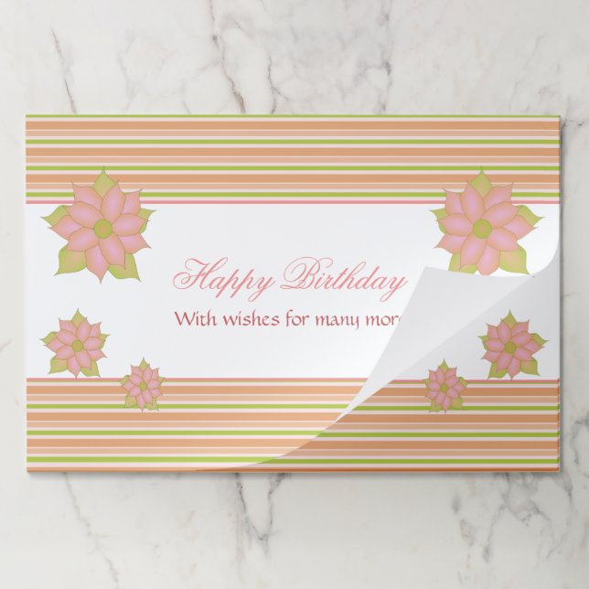Pink Coral Happy Birthday Placemat (Folded)