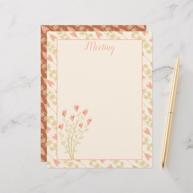 Pink Coral Heart Patterned Letterhead (Front/Back In Situ)