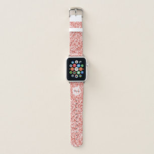 Pink coral light pastel sparkles bling Monogram Apple Watch Band