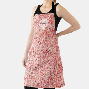 Pink coral light pastel sparkles bling Monogram Apron
