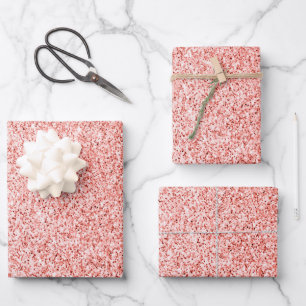 Pink coral light pastel sparkles glitter bling wrapping paper sheets