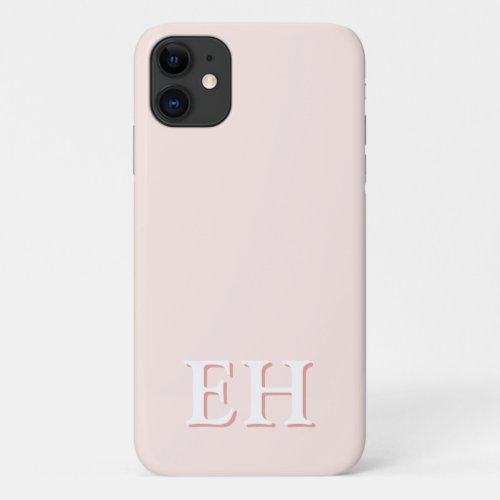 Pink  Coral  Minimal Modern Initial Monogram iPhone 11 Case