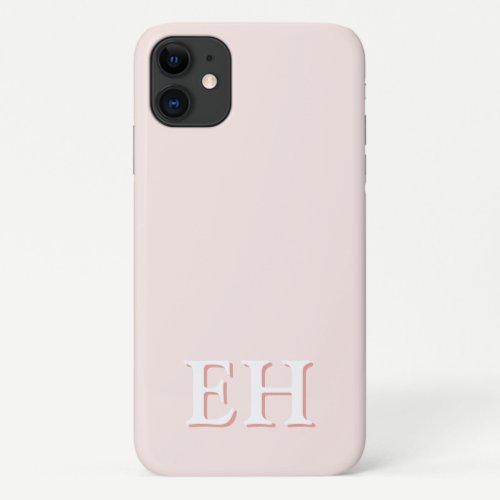 Pink & Coral | Minimal Modern Initial Monogram iPhone 11 Case
