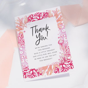 Pink Coral Nautical Baby Shower Thank You