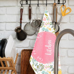 Pink Coral Pastel Watercolor Floral Family Name Kitchen Towel<br><div class="desc">Wild meadow blooms pattern kitchen towel features a big strawberry pink circle with your custom text inside.           Personalize it with your family name and est. year.           It can be a pretty inspired keepsake present for a housewarming event,  wedding,  for newlyweds or a family anniversary.</div>