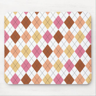 Pink, Coral, Peach & Brown Argyle Preppy Mousepad