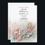 Pink Coral & Pearls Under the Sea Sweet 16 Invitation<br><div class="desc">Customize any way you want.</div>