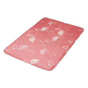 Pink Coral Red Flamingo Seamless Pattern Bath Mat