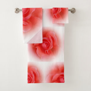 pink coral rose bath towel set