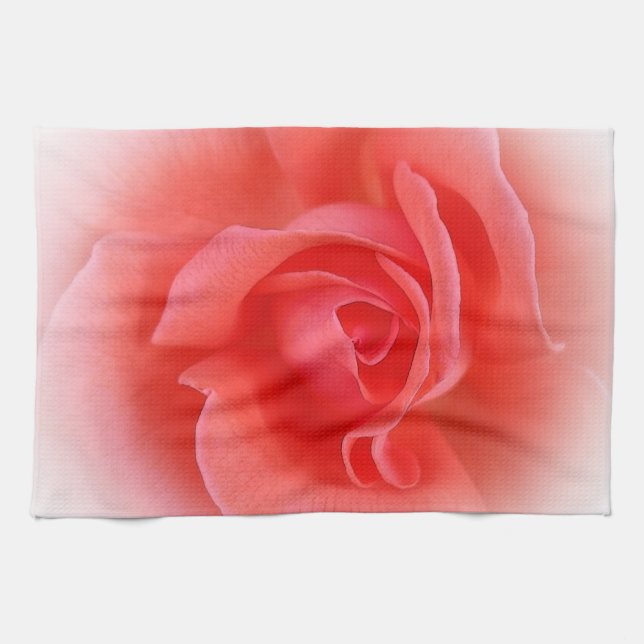 pink coral rose kitchen towel (Horizontal)