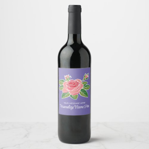 Pink Coral Rose Wine Label