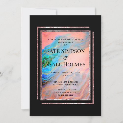 Pink Coral Turquoise Agate Wedding Party Invite