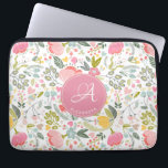 Pink Coral Watercolor Floral Pattern Monogram Name Laptop Sleeve<br><div class="desc">Romantic chic feminine laptop sleeve with spring watercolor pale blush pink, coral, yellow, blue, and green hand painted blooms and foliage. Personalize it with your monogram and name in an elegant editable script calligraphy typeface! Could be a pretty custom birthday gift for your girlfriend / wife / mother / sister....</div>