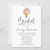 Pink Coral Yellow Ice Cream Cone Bridal Shower  Invitation (Front)