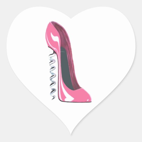 Pink Corkscrew High Heel Stiletto Shoe Art Heart Sticker