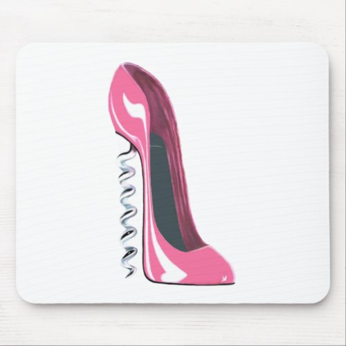 Pink Corkscrew High Heel Stiletto Shoe Art Mouse Pad