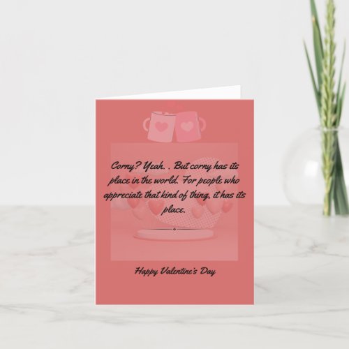 Pink Corny Quote Valentines Day Holiday Card