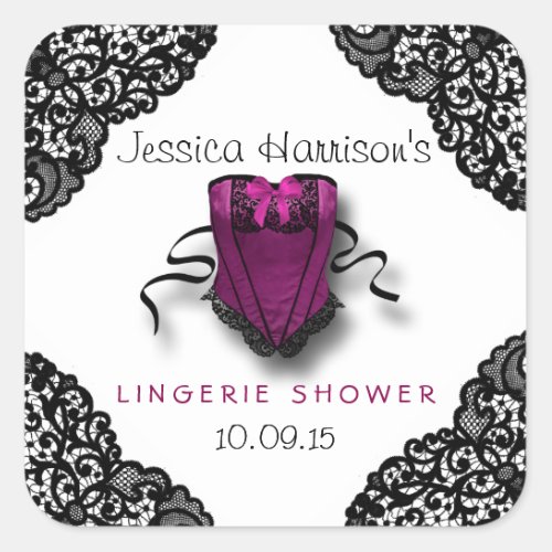 Pink Corset  Black Lace Lingerie Shower Stickers