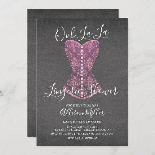 Pink Corset Lingerie Bridal Shower Invitation